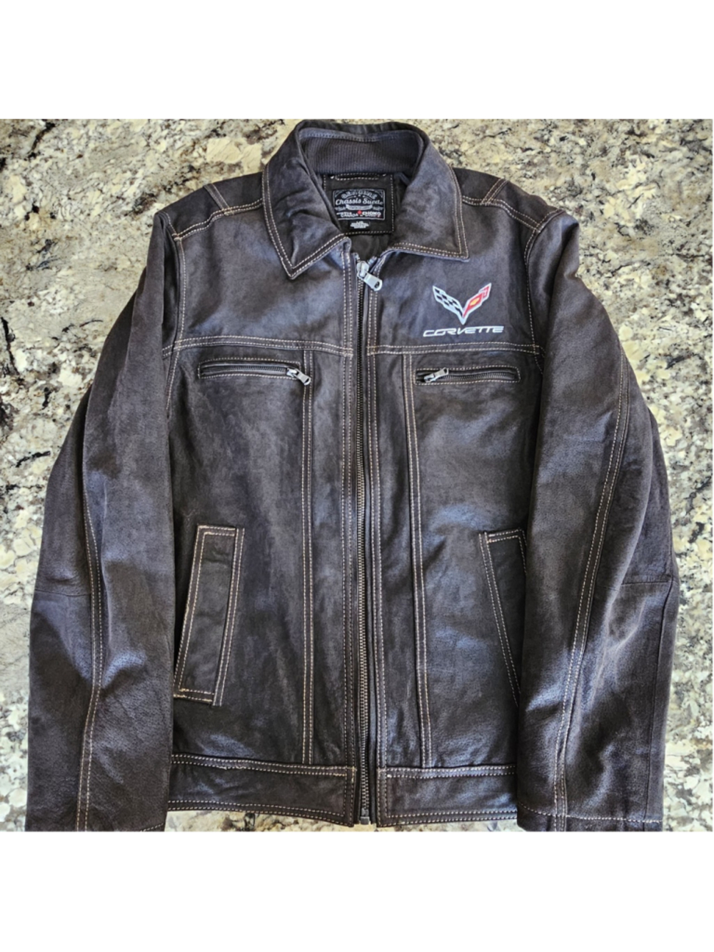 Corvette Genuine Suede Leather Jacket Men’s Large Choko Motorsports Chevrolet